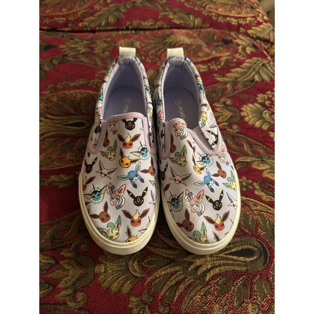 Pokemon slip on Shoes Teens Size 3 Purple white Anime Ground Up